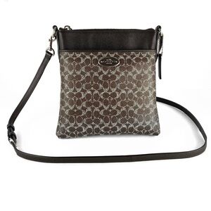 Coach Brown Crossbody Bag with Signature Pattern